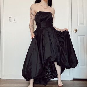 Samuel Dong Black Balloon Gown Small